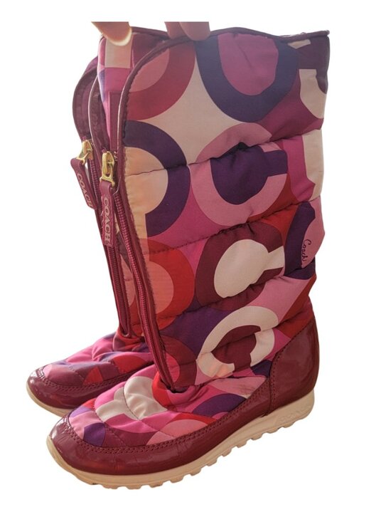 Coach Shoes - Coach JOLT Pink Signature C Logo Camo Print Silky Insulated Snow Boots
